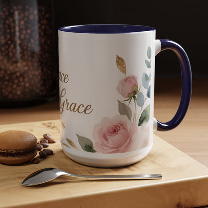 Grace Upon Grace Coffee Mug — Floral John 1:16 Scripture Accent Mug