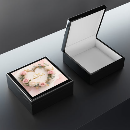 Jewelry Box - "Love Never Fails" Floral Heart Keepsake Box