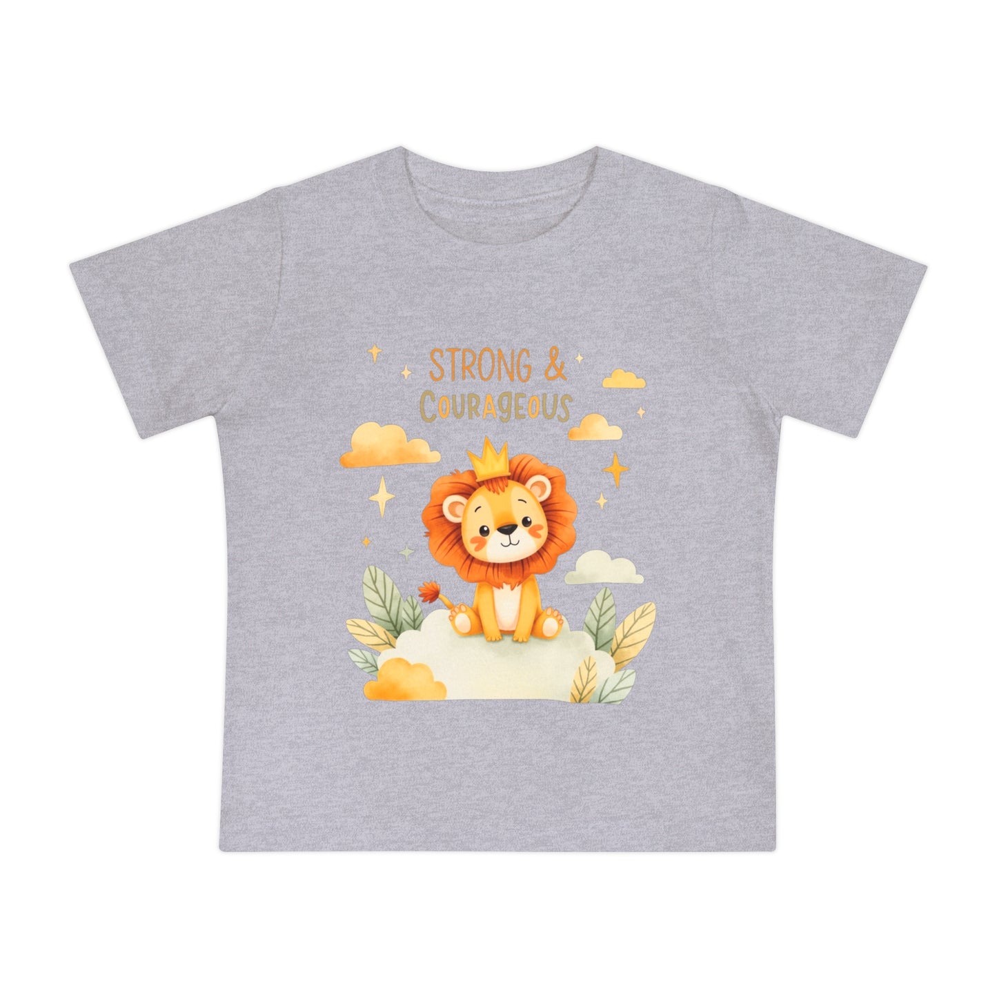 Strong & Courageous Lion Baby T-Shirt — Cute Nursery Tee for Baby Shower & Newborn