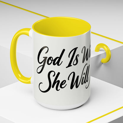 Inspirational Script Coffee Mug — "Strength Lives in Small, Steady Moments" (11/15 oz)