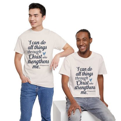 Inspirational Christian T-Shirt - "I Can Do All Things Through Christ" Bible Verse Tee