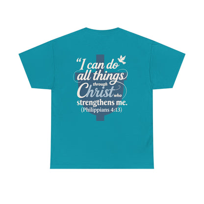 Philippians 4:13 Cotton Tee — "I Can Do All Things" Christian Prayer T-Shirt