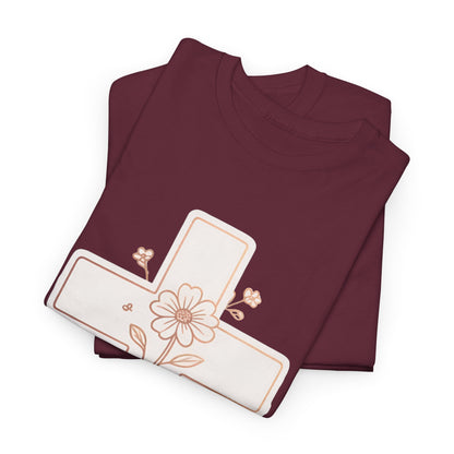 Floral Cross Tee — Delicate Bloom Christian T-Shirt