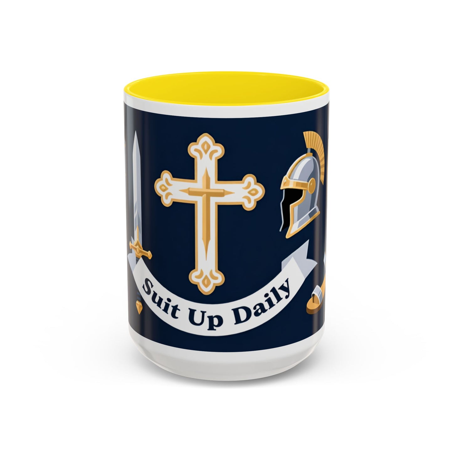 Christian Knight Coffee Mug — “Suit Up Daily” Accent Ceramic Mug
