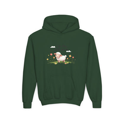 Youth Hoodie - "I Am His Little Lamb" Cute Floral Lamb Kids Pullover