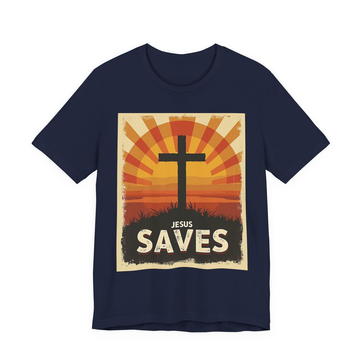 Jesus Saves Cross tee | Christian faith shirt, sunrise graphic | Perfect Gift for Mom and Dad | Friends and Family Shirt