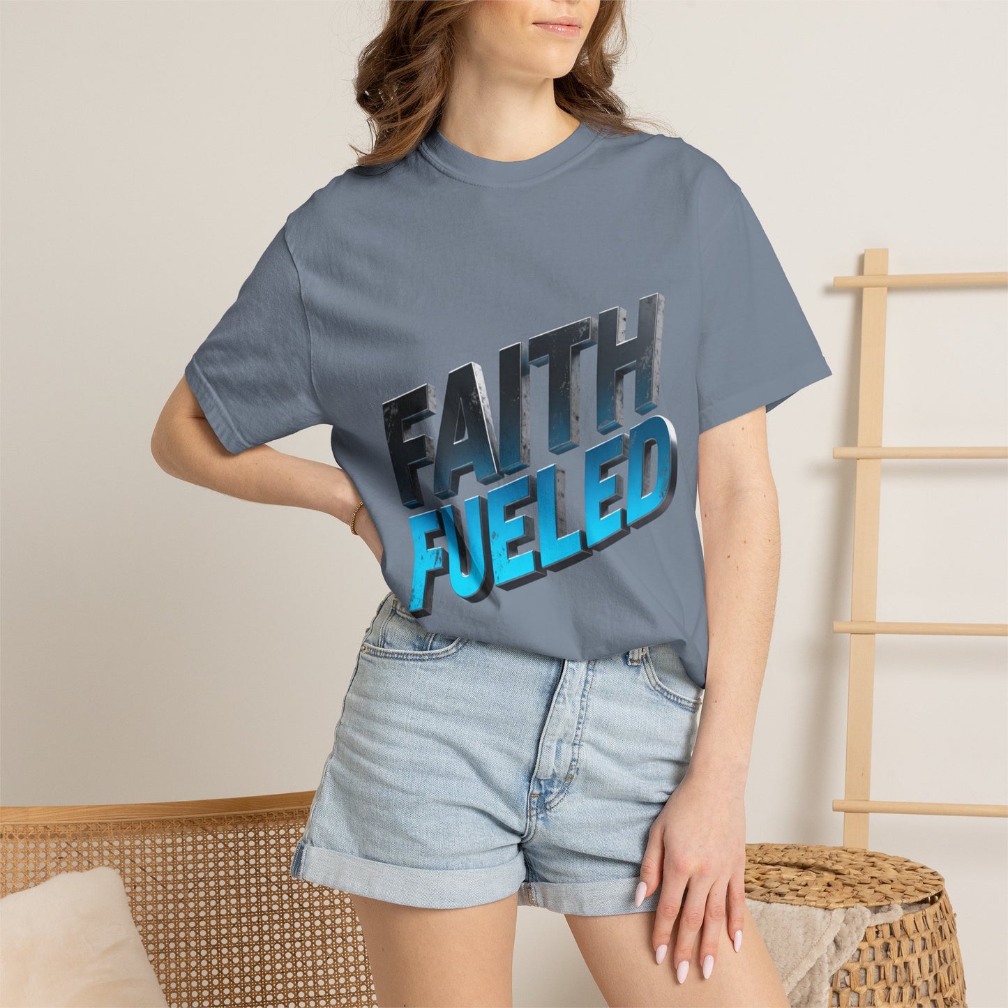 Faith Fueled Garment-Dyed Tee — Vintage Two-Tone Christian T-Shirt