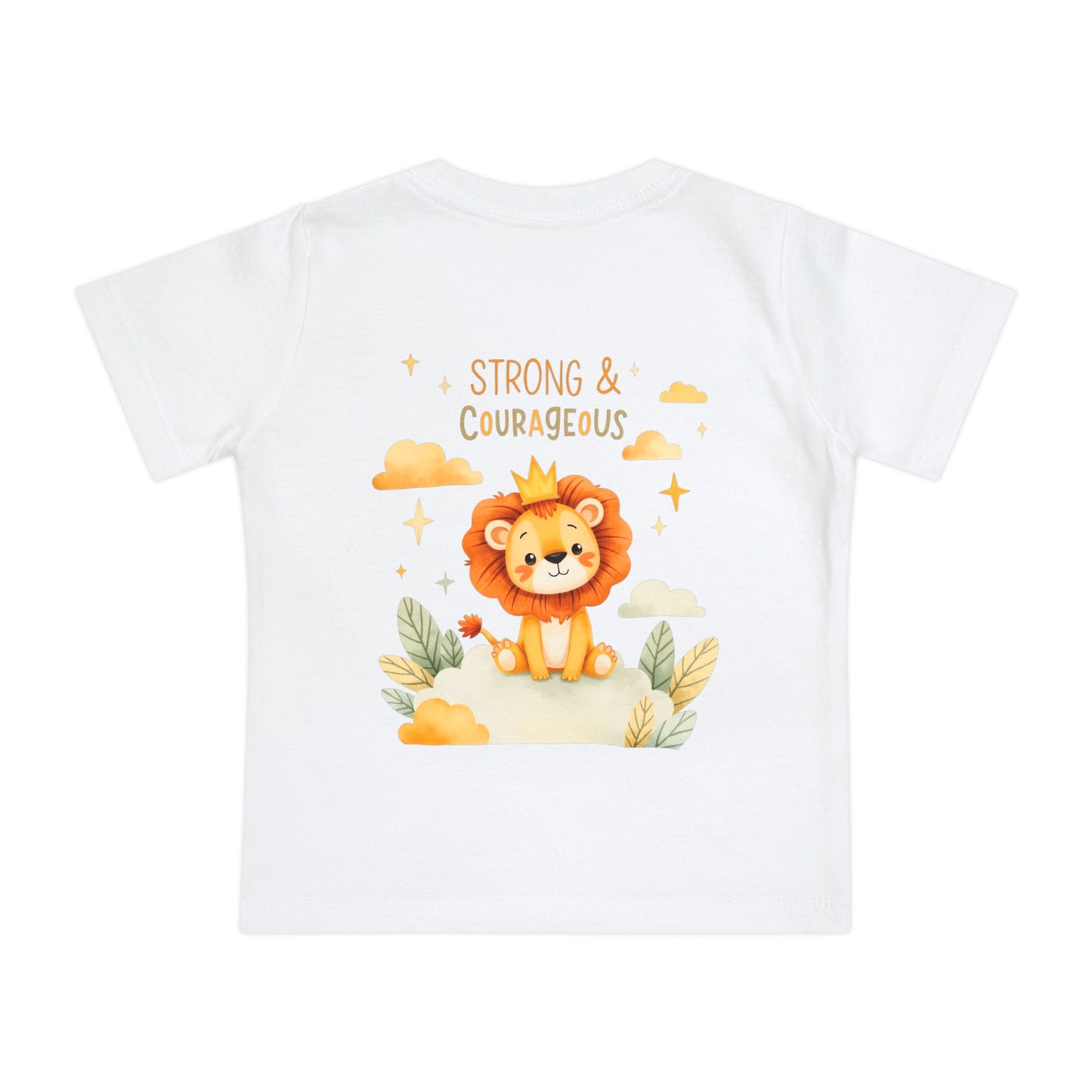 Strong & Courageous Lion Baby T-Shirt — Cute Nursery Tee for Baby Shower & Newborn