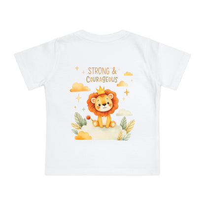 Strong & Courageous Lion Baby T-Shirt — Cute Nursery Tee for Baby Shower & Newborn