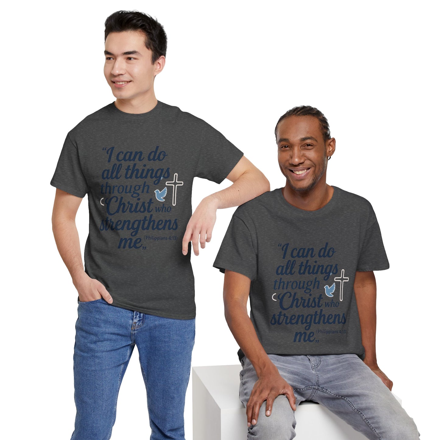 Inspirational Christian T-Shirt - "I Can Do All Things Through Christ" Bible Verse Tee