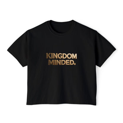 Kingdom Minded Boxy Tee — Women's Faith-Inspired Cropped T-Shirt
