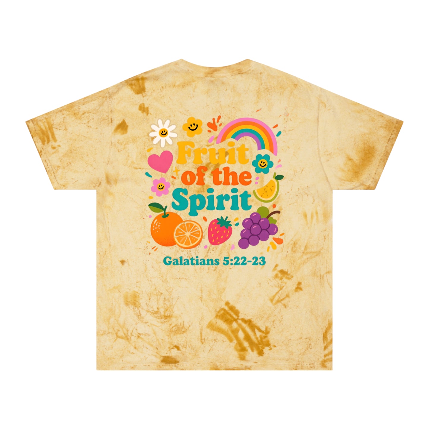 Fruit of the Spirit T-Shirt — Retro Rainbow & Fruit Christian Tee (Galatians 5:22-23)