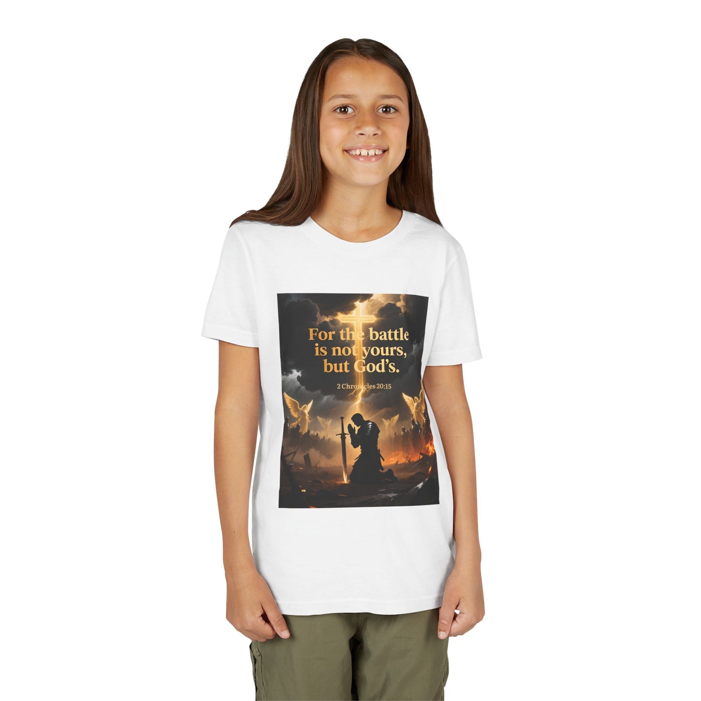 For the battle is not yours, but God's youth tee | Christian hands design | Meaningful Gift for Kids