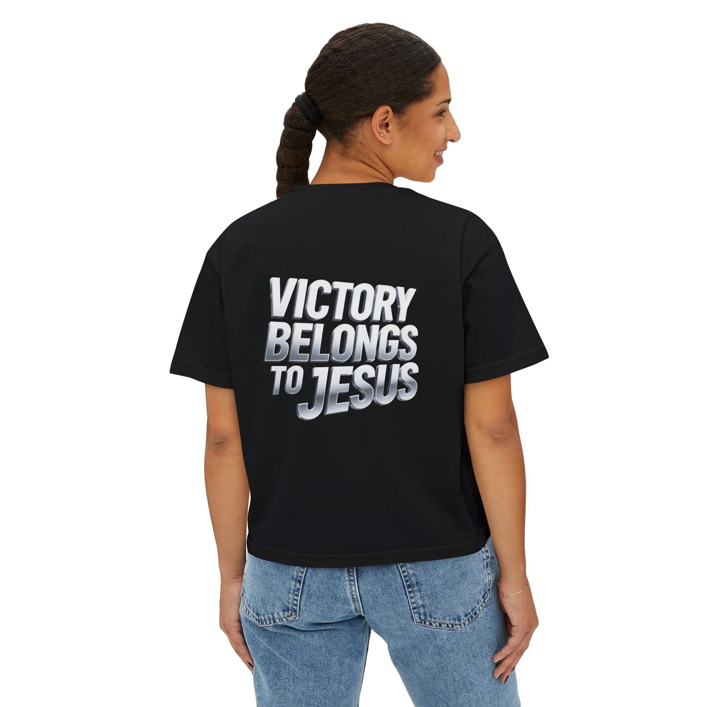 Victory Belongs to Jesus Boxy Tee — Christian Faith Graphic Tee