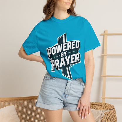 Powered by Prayer T‑Shirt — Faith Graphic Tee with Cross
