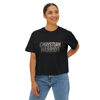 Christian Warrior Boxy Tee — Women's Faith Graphic Shirt