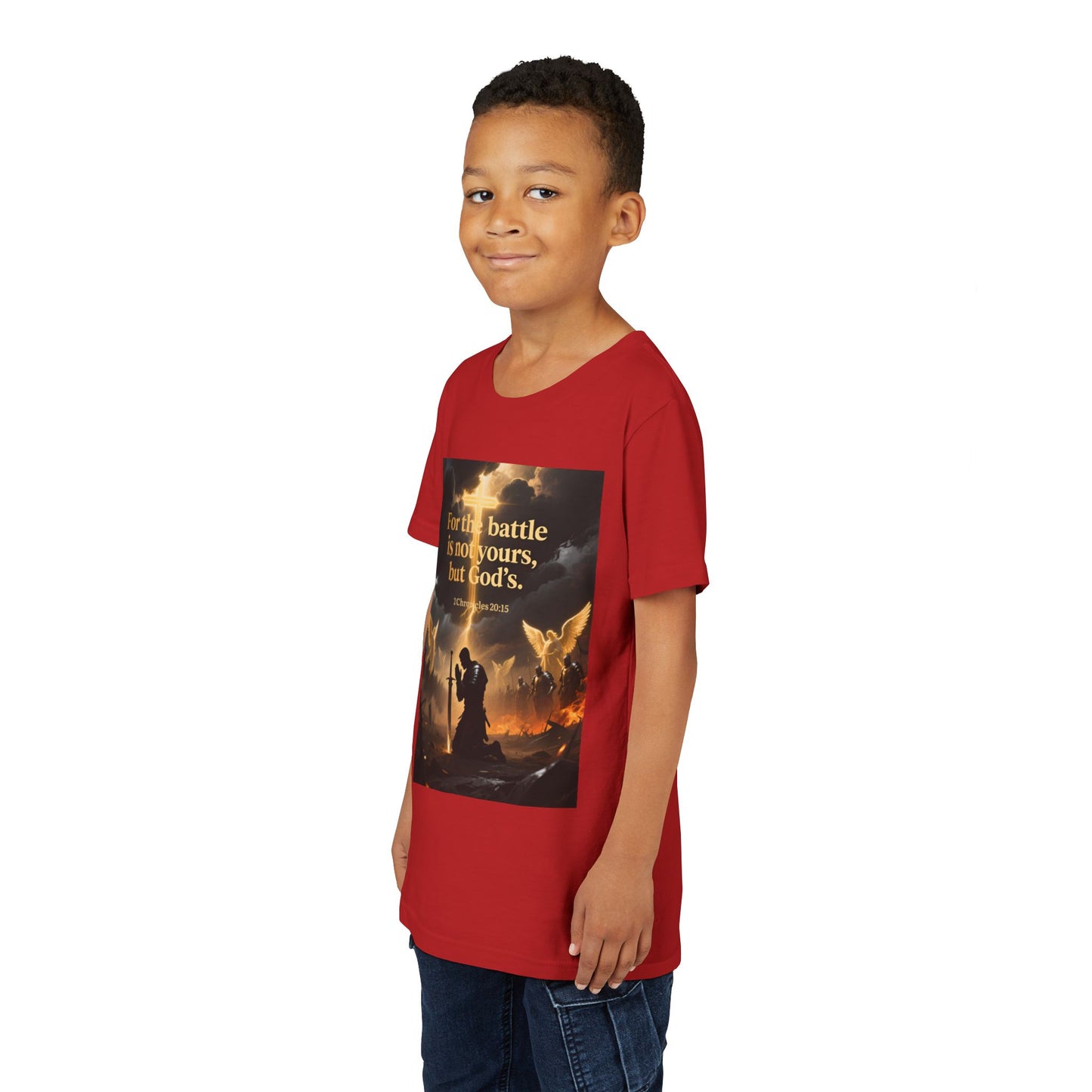 For the battle is not yours, but God's youth tee | Christian hands design | Meaningful Gift for Kids