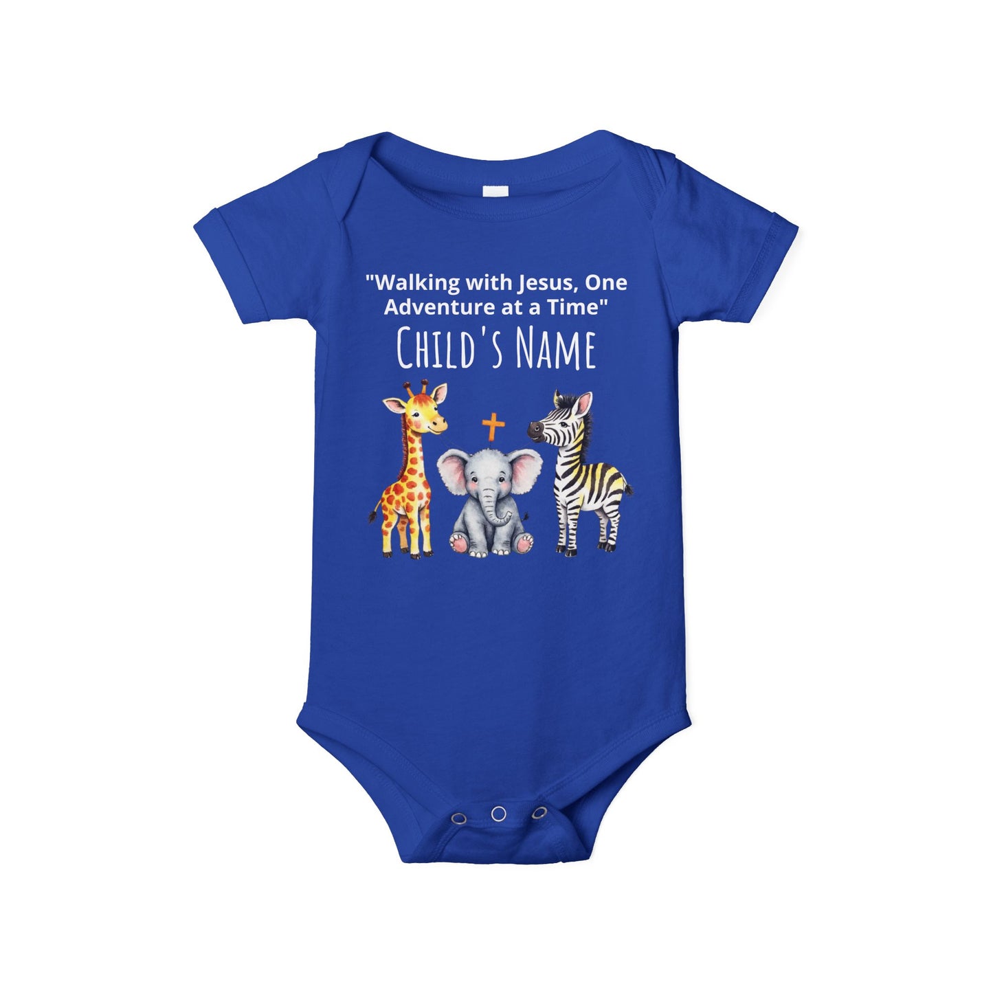 Cute Safari Trio Baby Onesie — Giraffe, Elephant & Zebra Infant Bodysuit