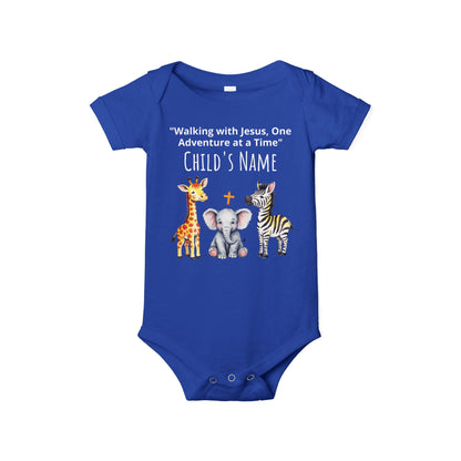 Cute Safari Trio Baby Onesie — Giraffe, Elephant & Zebra Infant Bodysuit