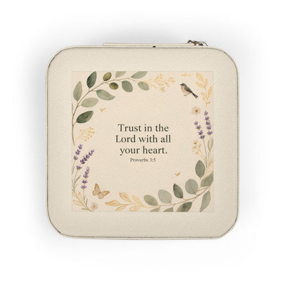 Floral Faith Jewelry Travel Case — 'Trust in the Lord with All Your Heart' Compact Organizer