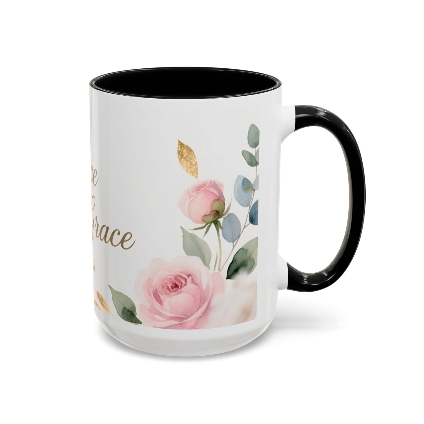 Grace Upon Grace Coffee Mug — Floral John 1:16 Scripture Accent Mug