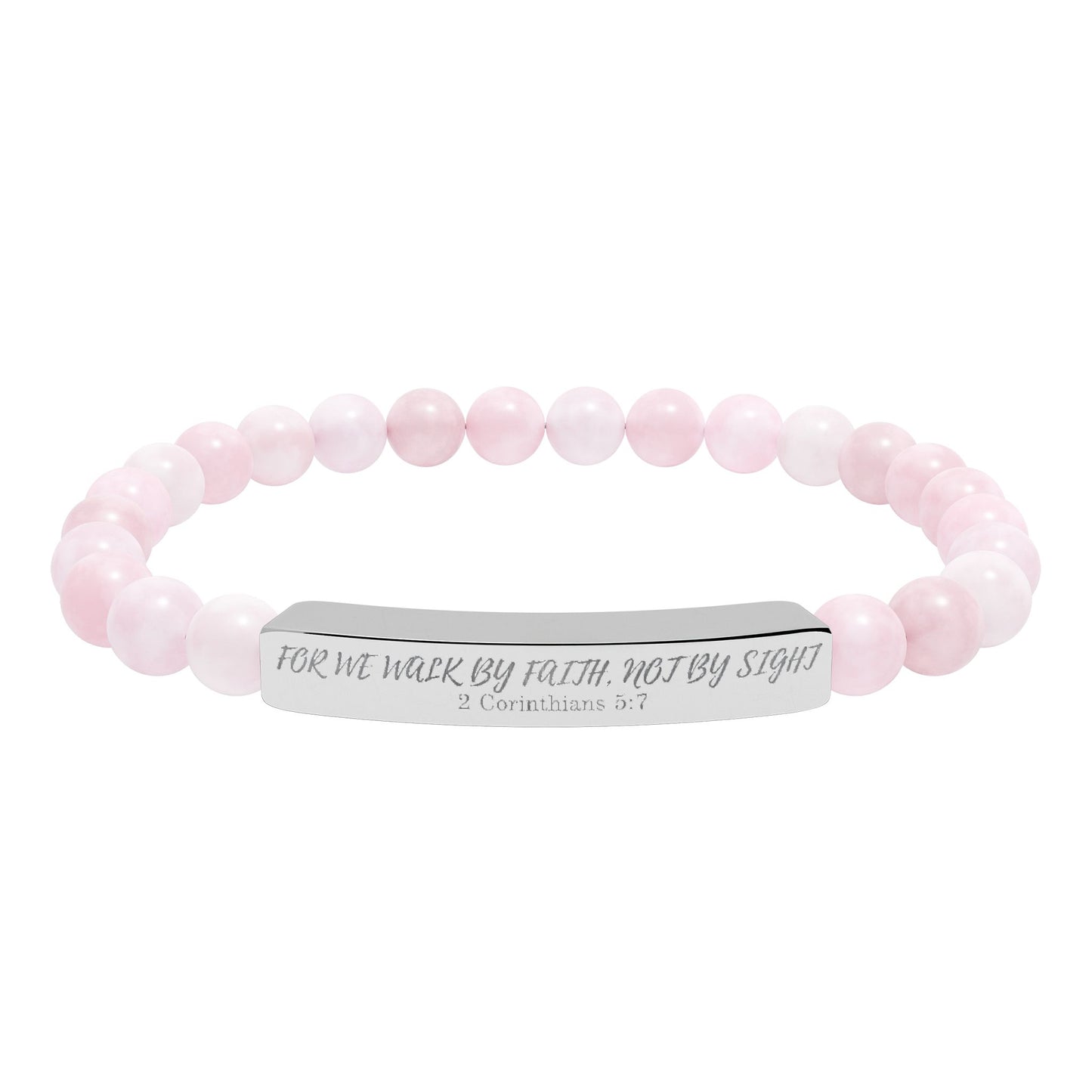 Engravable Natural Stone Bead Bar Bracelet – Stretch Healing Jewelry