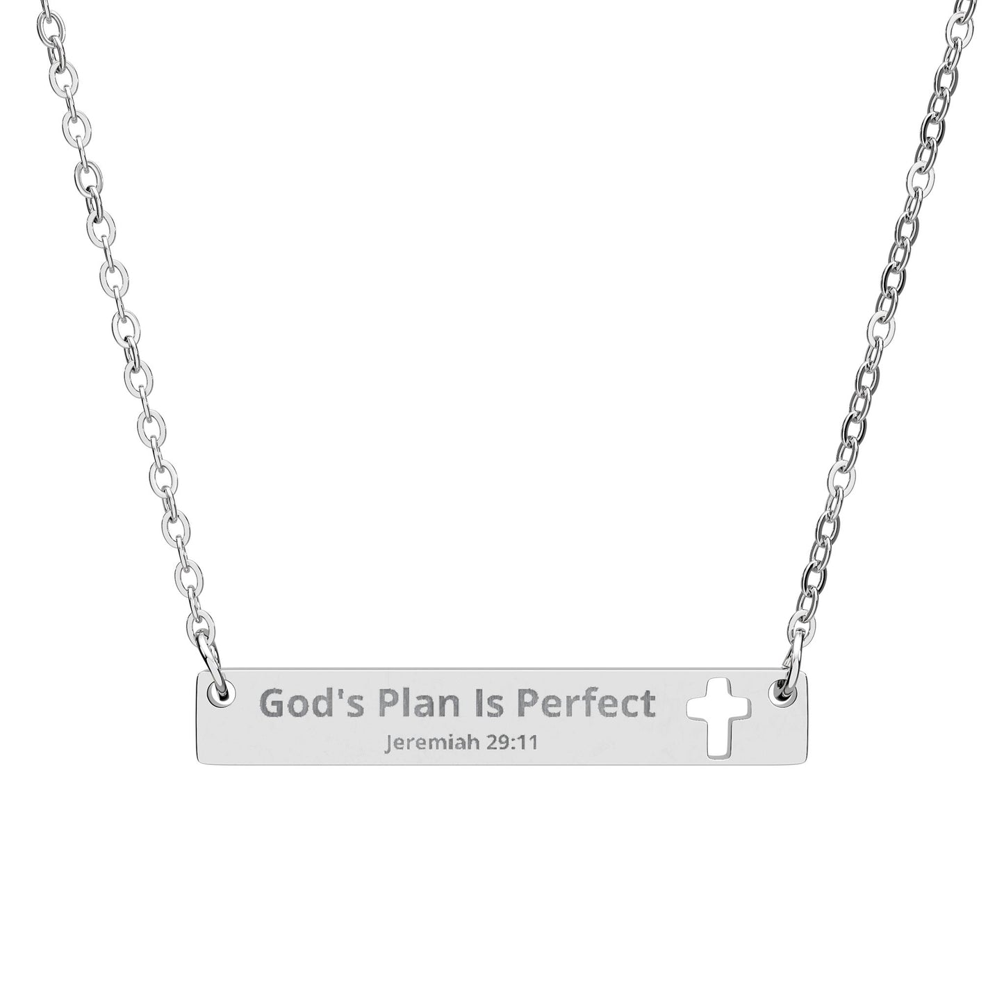 Cross Bar Necklace  God's Plan Is Perfect | Unique Faith Jewelry for Family and Friends