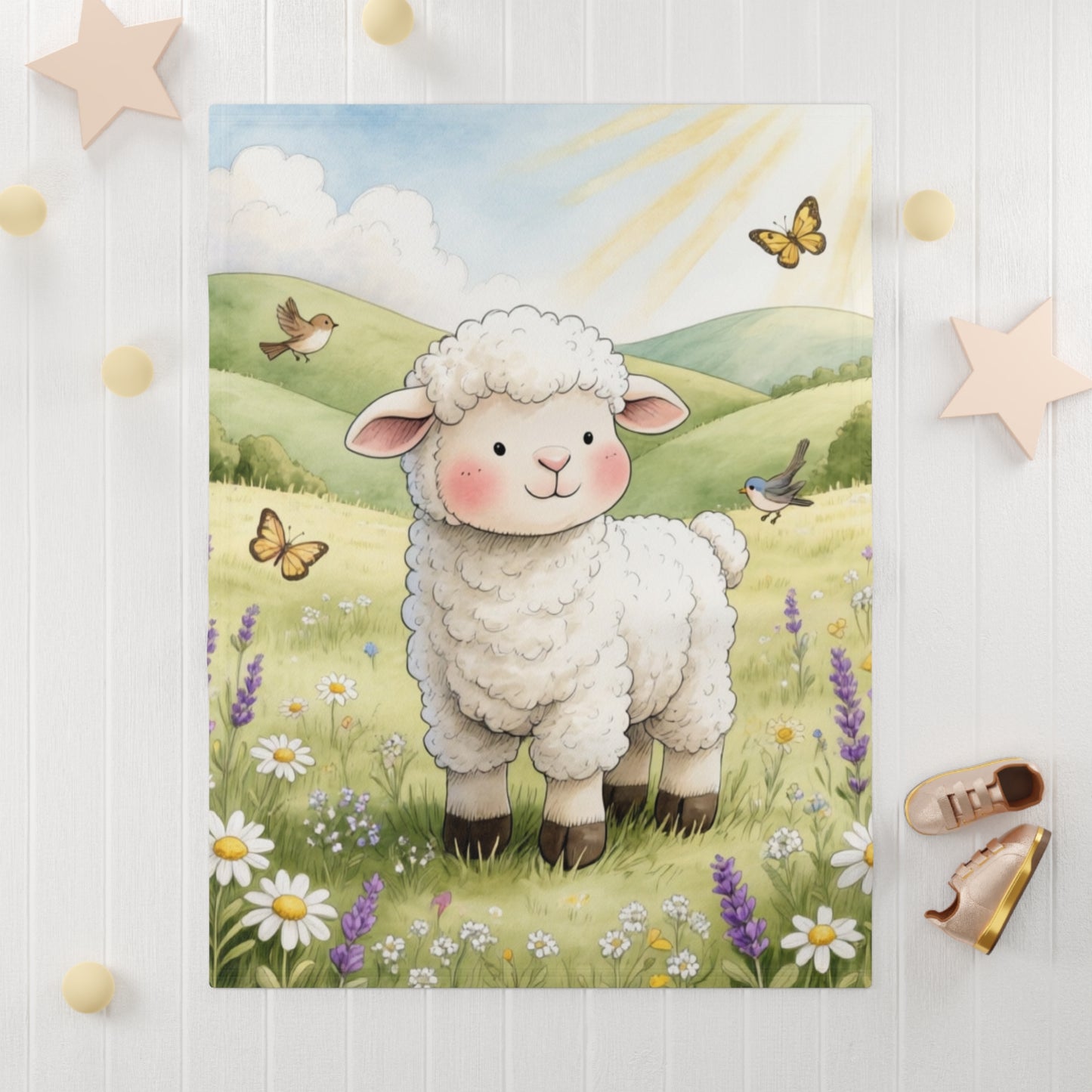 Cute Lamb Baby Blanket – Soft Fleece Nursery Throw for Newborns & Toddlers
