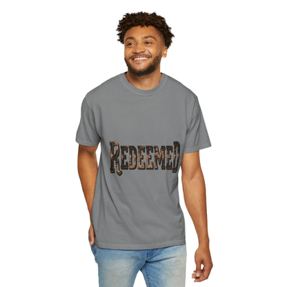 Garment-Dyed Statement Tee — Bold Single-Word Typographic Front