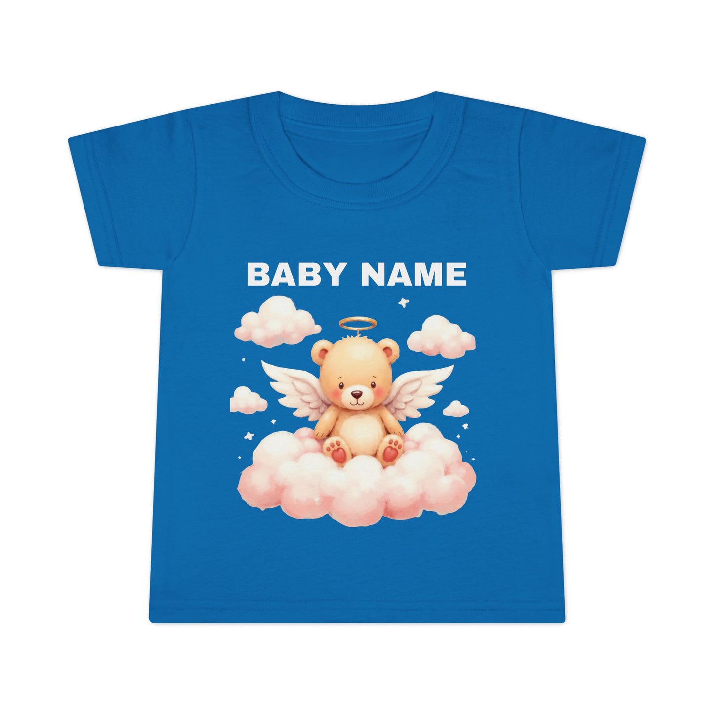 Personalized Toddler T-Shirt — Cute Angel Bear on Cloud (Custom "Baby Name")
