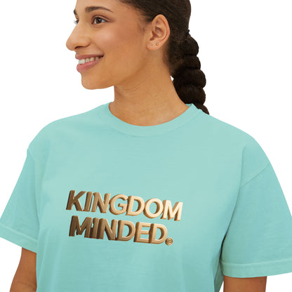 Kingdom Minded Boxy Tee — Women's Faith-Inspired Cropped T-Shirt