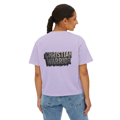 Christian Warrior Boxy Tee — Women's Faith Graphic Shirt