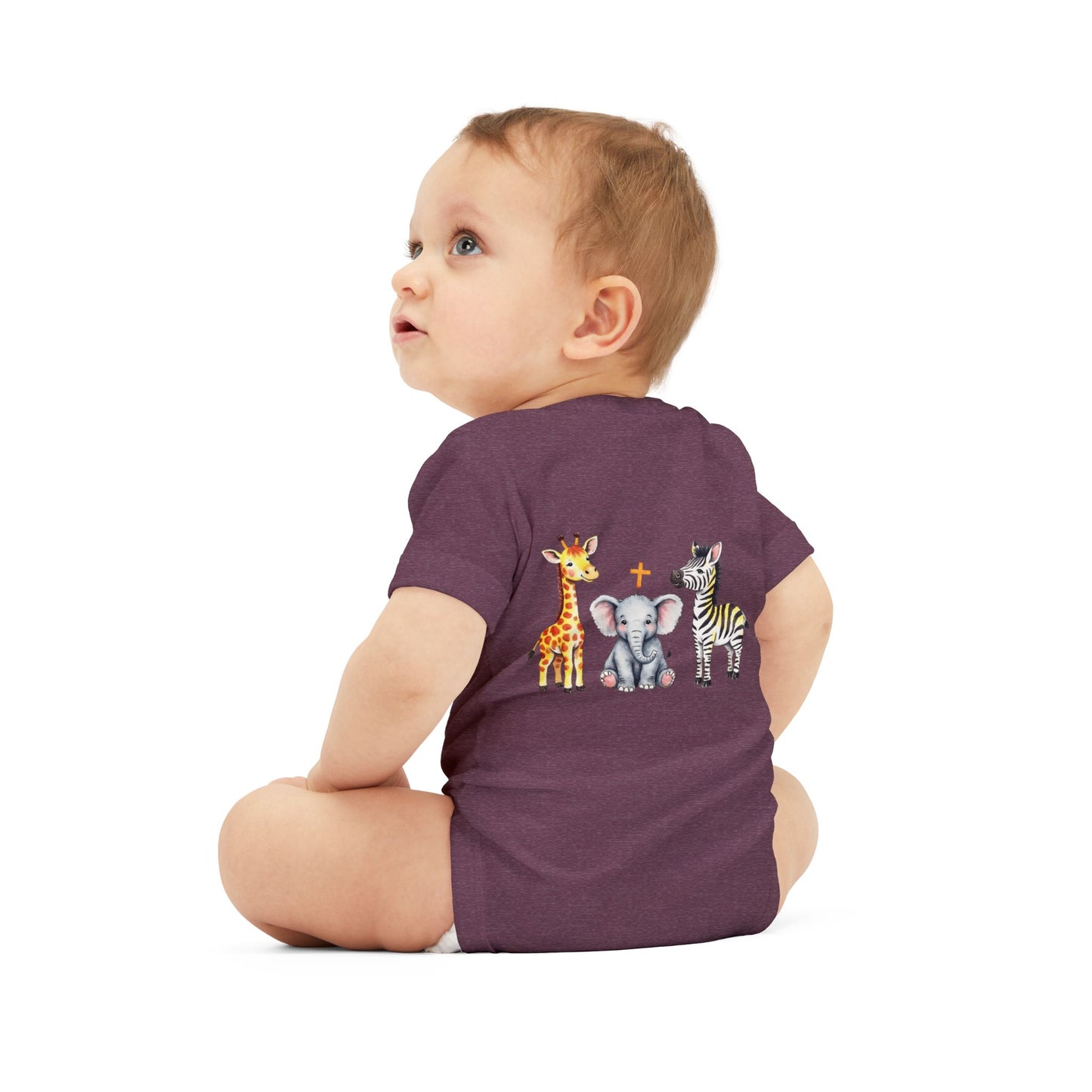 Cute Safari Trio Baby Onesie — Giraffe, Elephant & Zebra Infant Bodysuit