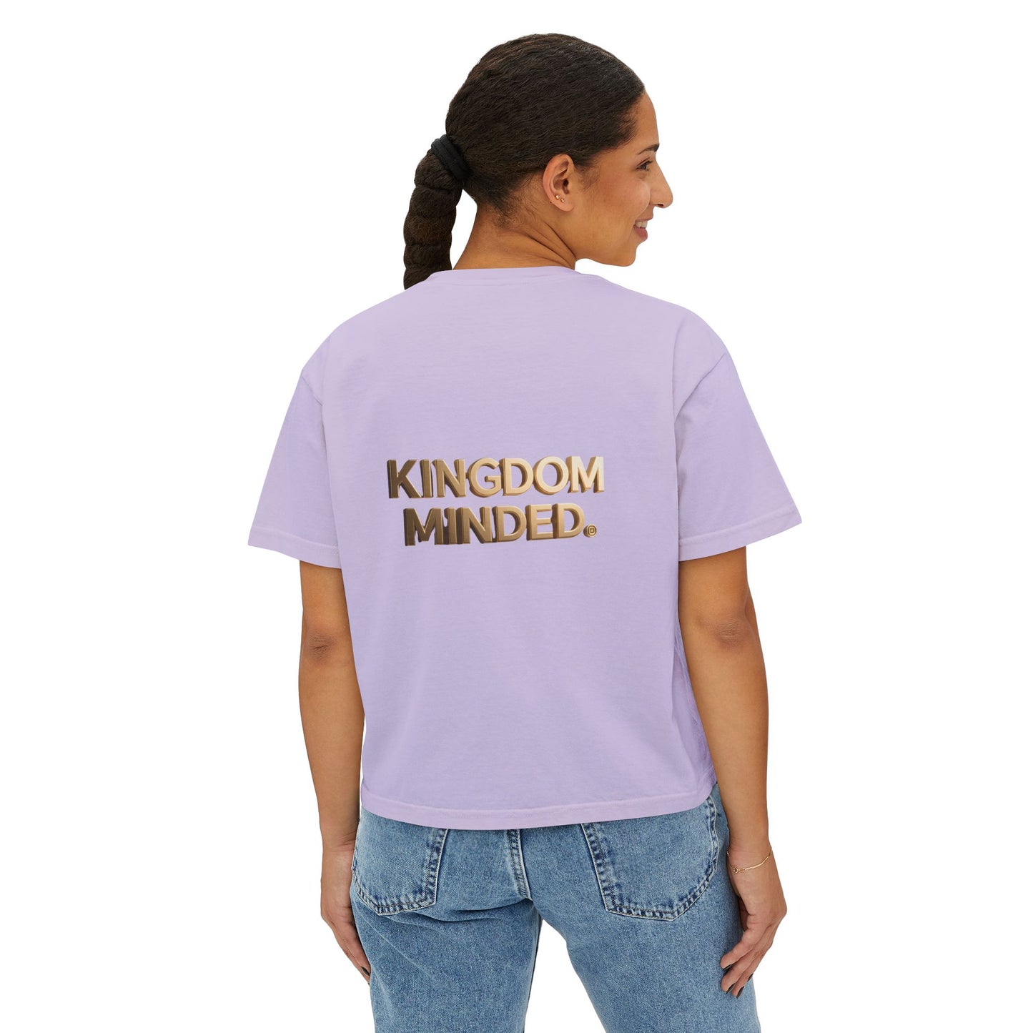 Kingdom Minded Boxy Tee — Women's Faith-Inspired Cropped T-Shirt