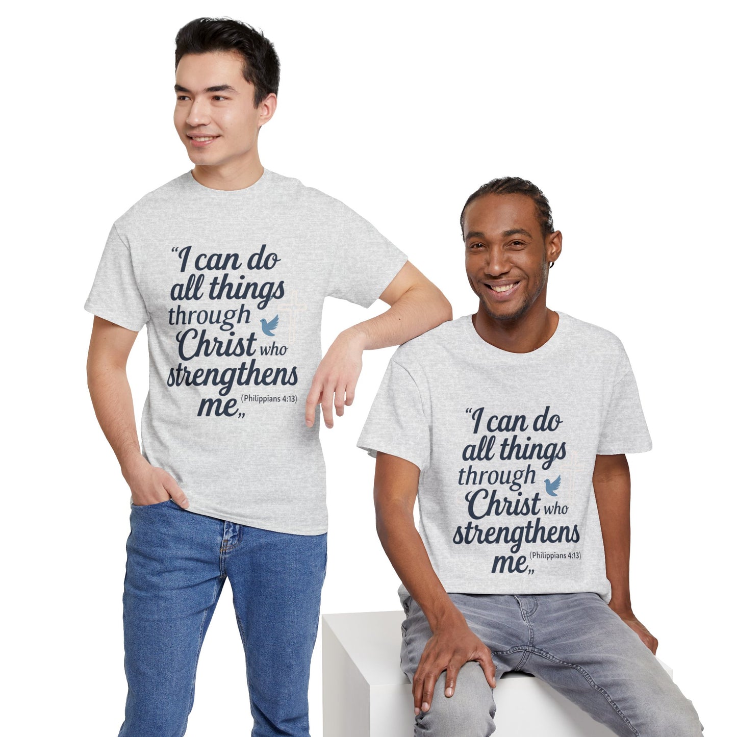 Inspirational Christian T-Shirt - "I Can Do All Things Through Christ" Bible Verse Tee