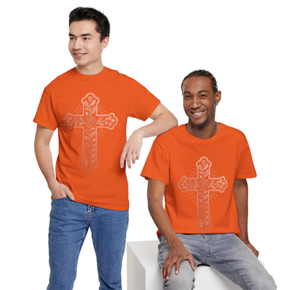 Floral Cross Tee – Delicate Pink Botanical Christian T-Shirt