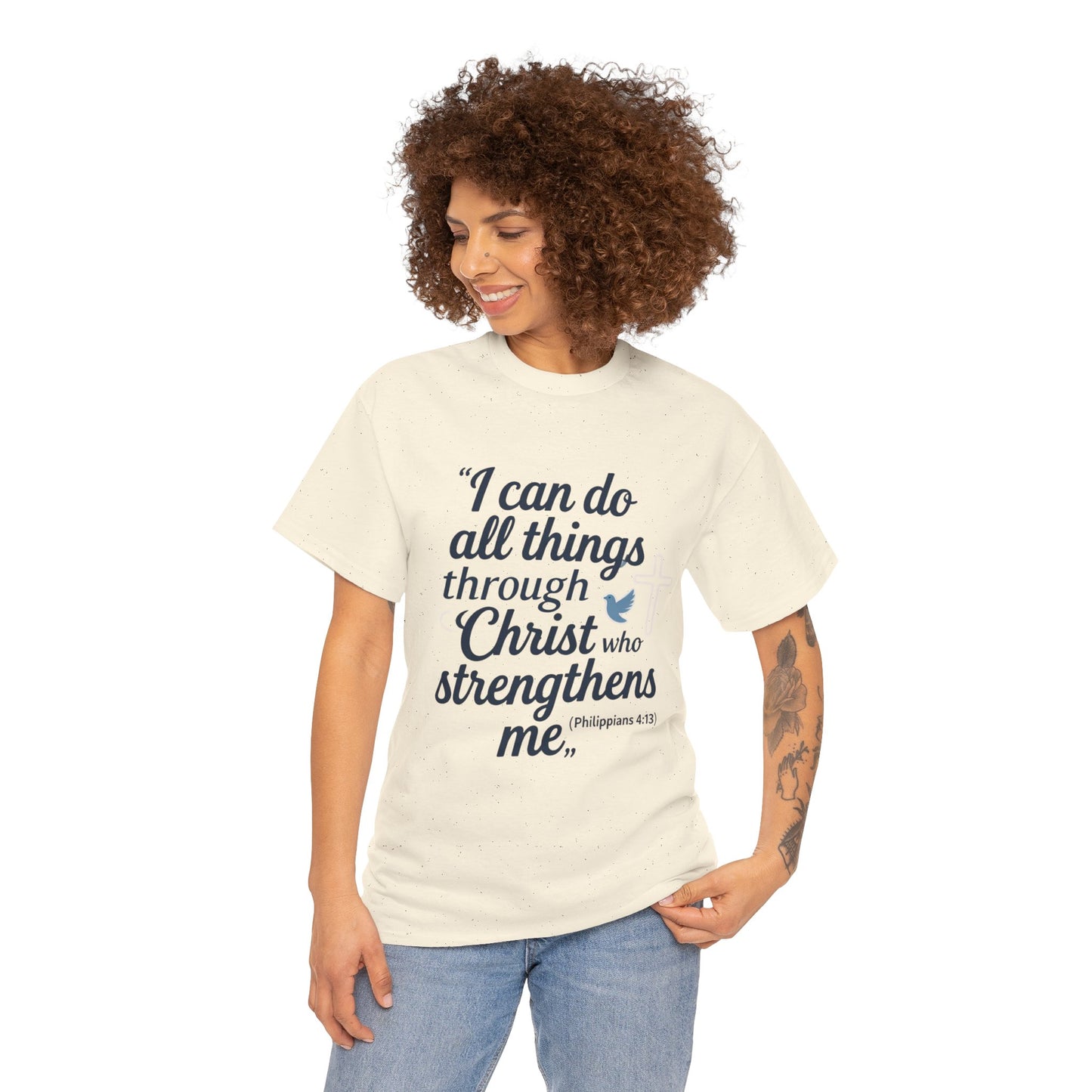 Inspirational Christian T-Shirt - "I Can Do All Things Through Christ" Bible Verse Tee