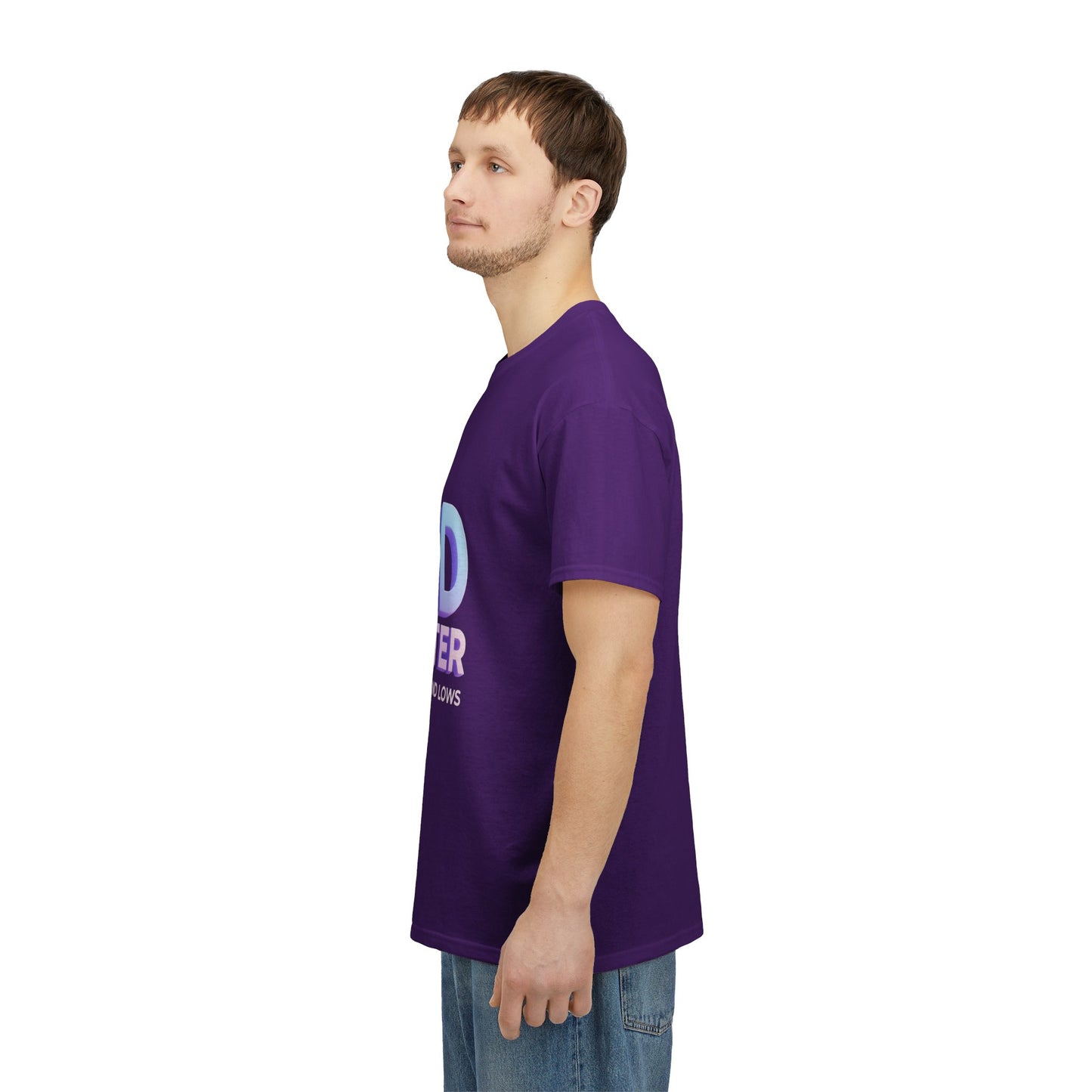 God Greater Gradient Tee — Soft Blue & Lilac Faith Shirt