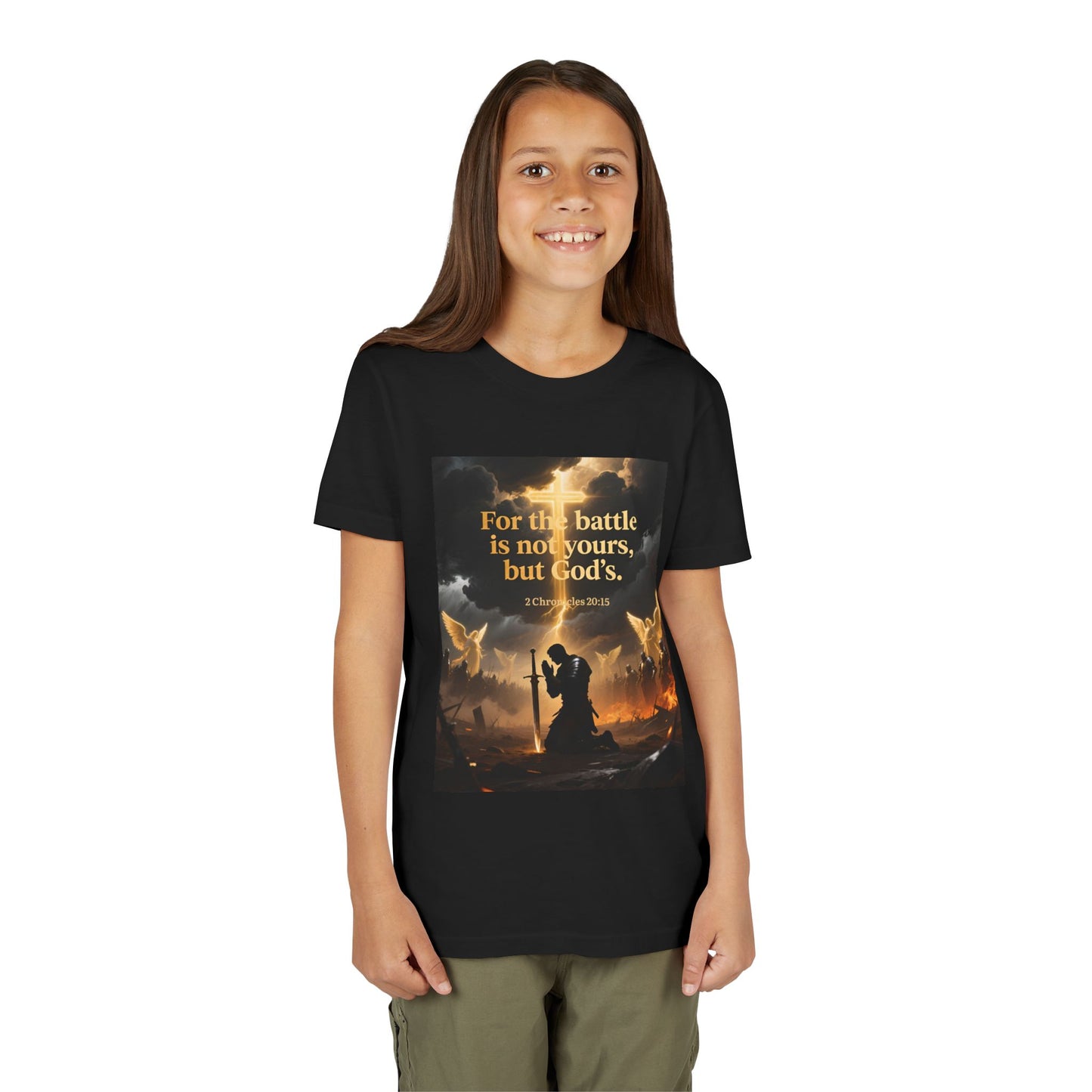 For the battle is not yours, but God's youth tee | Christian hands design | Meaningful Gift for Kids