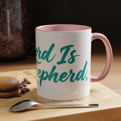 Scripture Accent Coffee Mug — Teal Hand-Lettered Encouragement (11/15 oz)