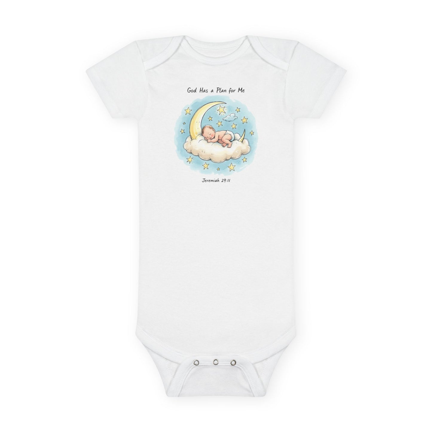 Baby Onesie - 'God Has a Plan for Me' Sleeping Moon Newborn Bodysuit