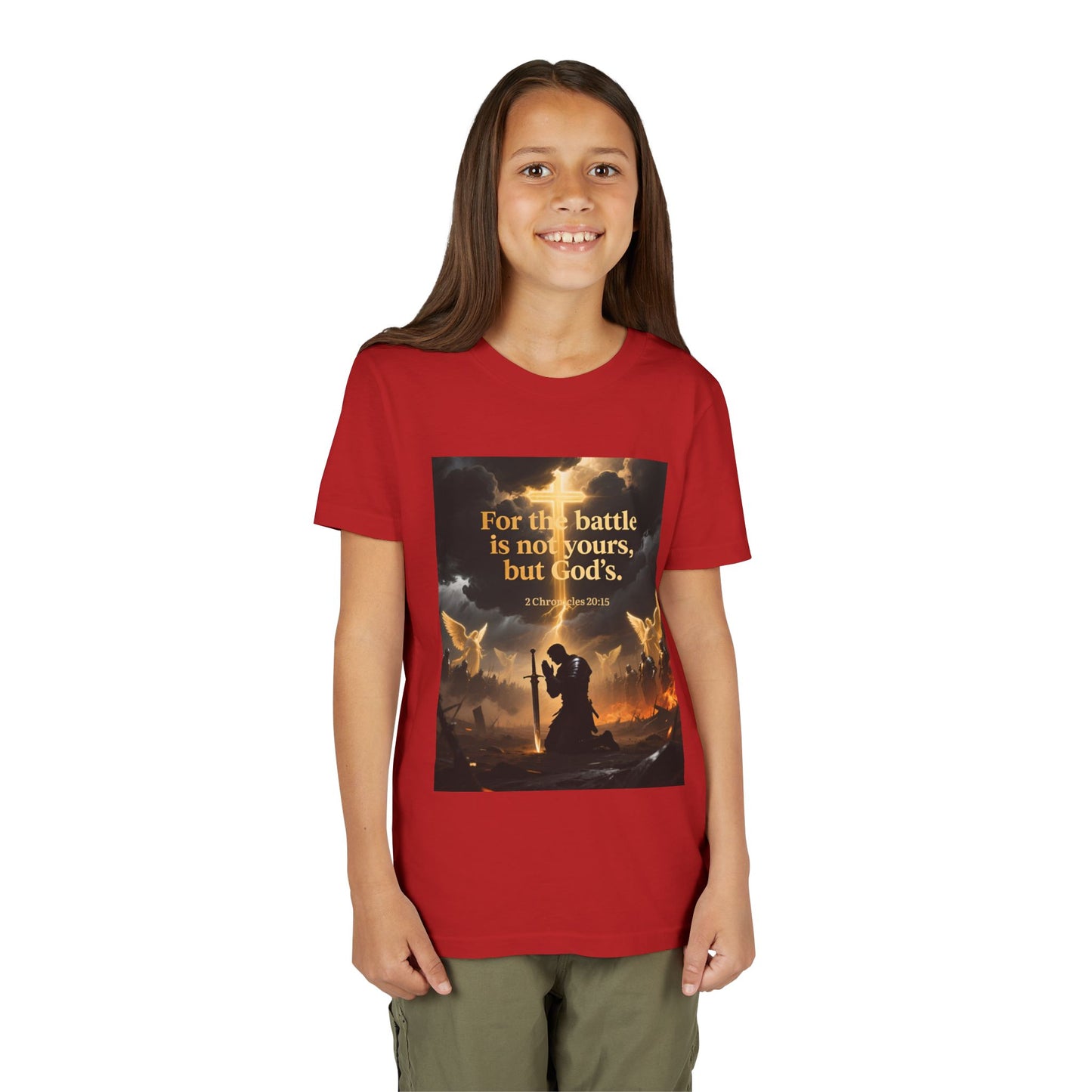 For the battle is not yours, but God's youth tee | Christian hands design | Meaningful Gift for Kids