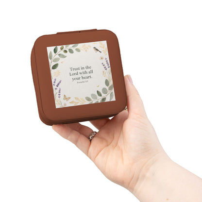 Floral Faith Jewelry Travel Case — 'Trust in the Lord with All Your Heart' Compact Organizer