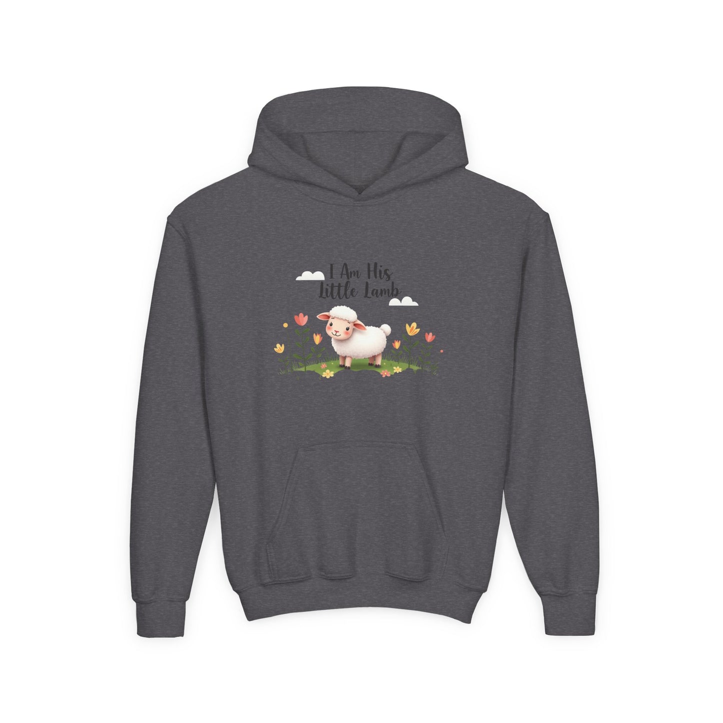Youth Hoodie - "I Am His Little Lamb" Cute Floral Lamb Kids Pullover