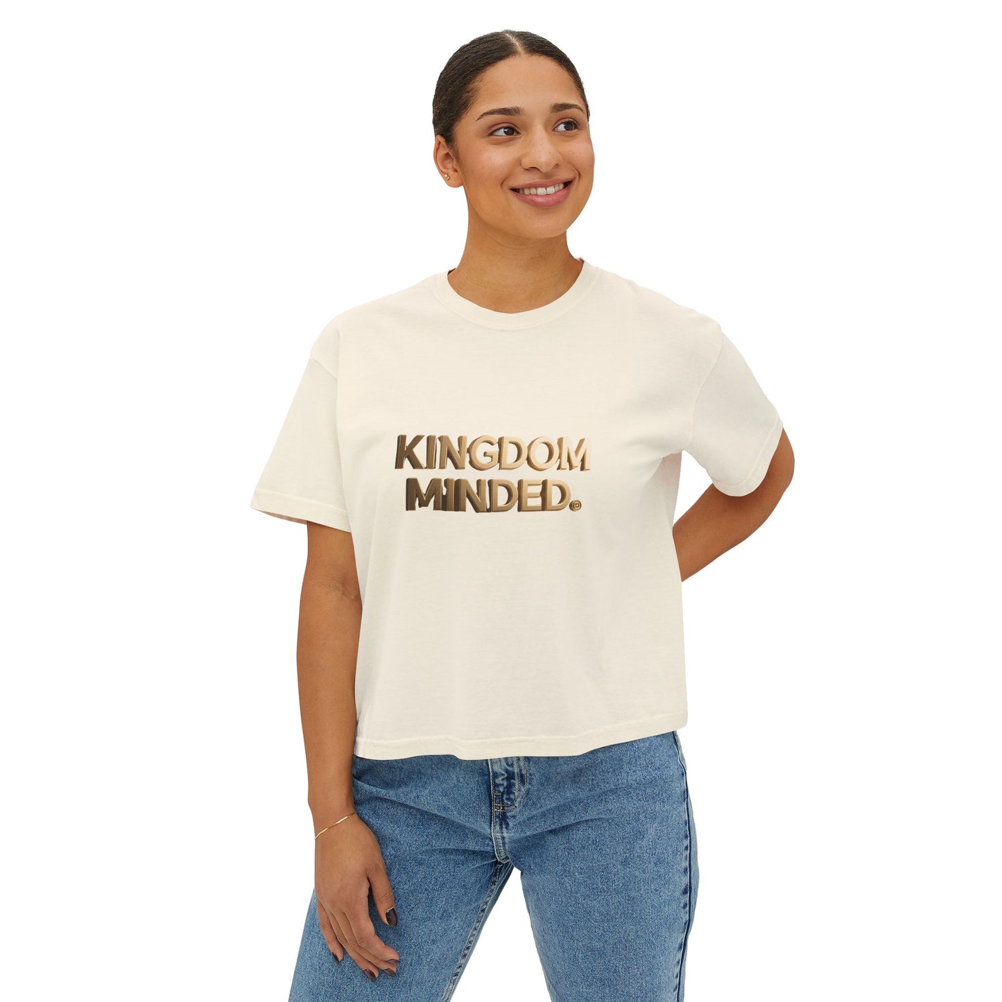 Kingdom Minded Boxy Tee — Women's Faith-Inspired Cropped T-Shirt