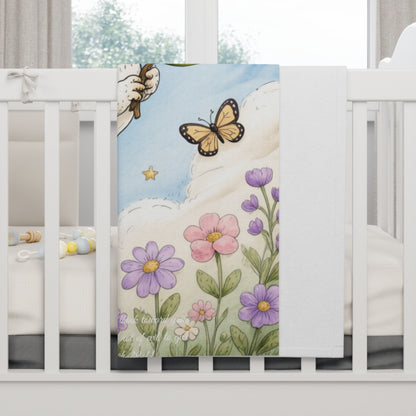 Baby Fleece Blanket — Dove & Flowers Nursery Throw (Soft, Pastel Baby Shower Gift)