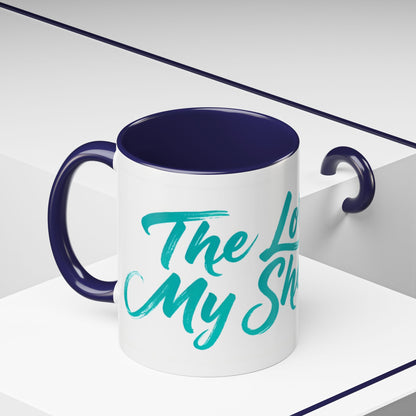 Scripture Accent Coffee Mug — Teal Hand-Lettered Encouragement (11/15 oz)