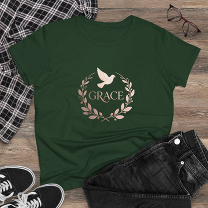 Graceful Dove Wreath Tee — Women's Rose-Gold Reminder Tee