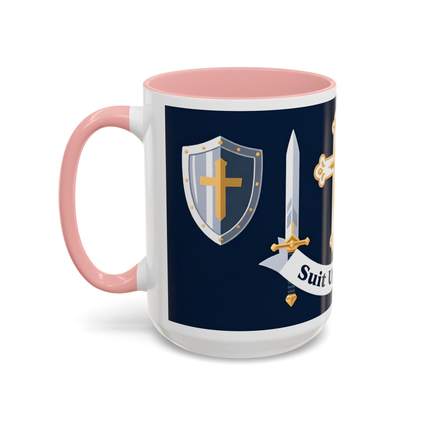 Christian Knight Coffee Mug — “Suit Up Daily” Accent Ceramic Mug