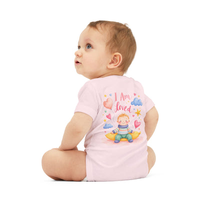 “I Am Loved” Baby Onesie – Cute Infant Bodysuit with Heart & Cloud Illustration